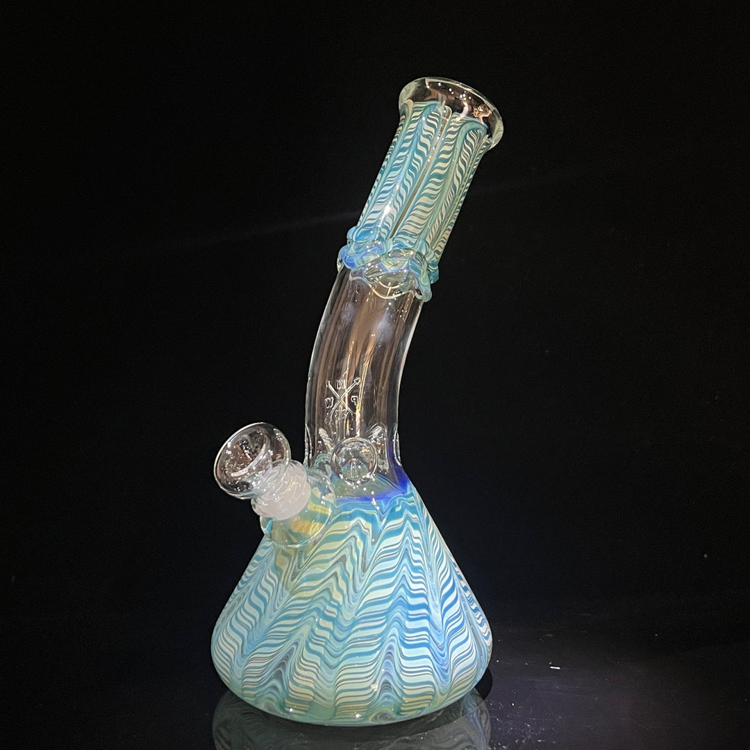 9.5" Fumed Bent Neck Beaker Bong Glass Pipe Mary Jane's Glass   