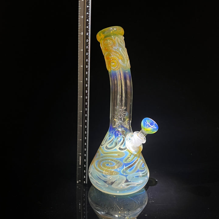 10.5" Fumed Bent Neck Beaker Bong Glass Pipe Mary Jane's Glass   