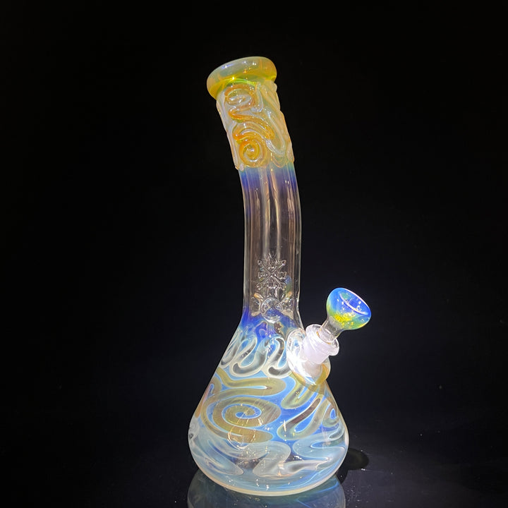 10.5" Fumed Bent Neck Beaker Bong Glass Pipe Mary Jane's Glass   