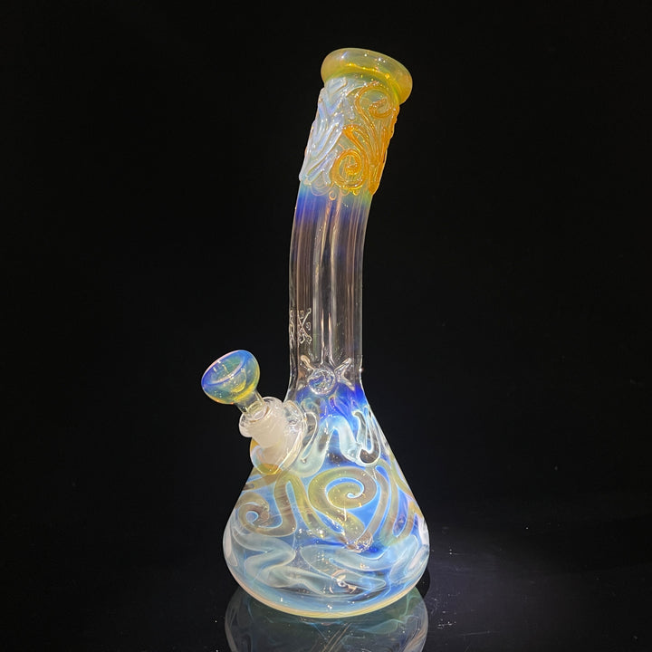 10.5" Fumed Bent Neck Beaker Bong Glass Pipe Mary Jane's Glass   