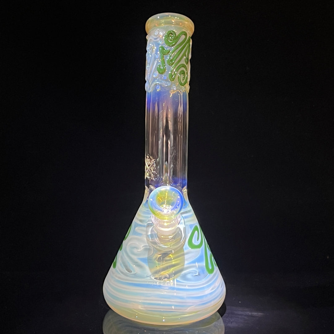 10" Fumed Bent Neck Beaker Bong Glass Pipe Mary Jane's Glass   