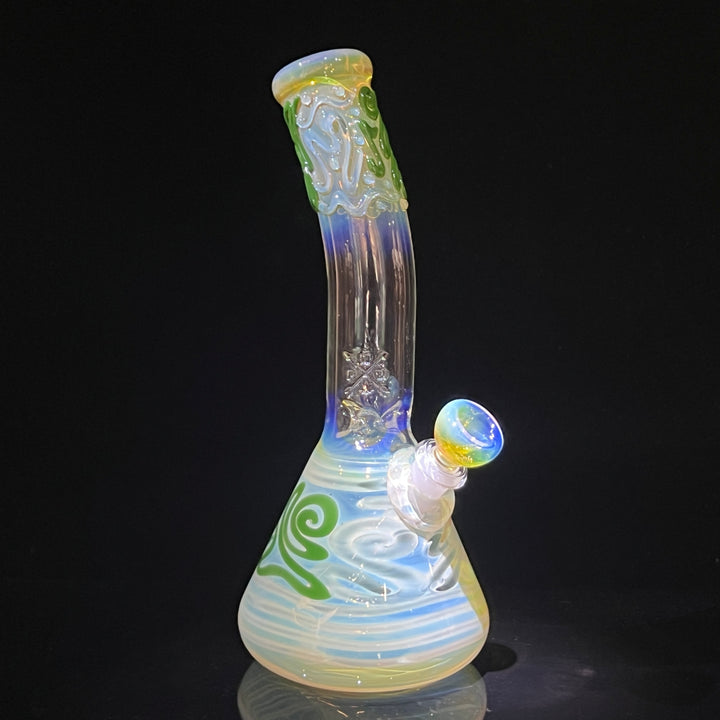 10" Fumed Bent Neck Beaker Bong Glass Pipe Mary Jane's Glass   