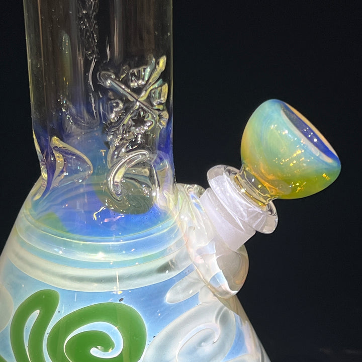 10" Fumed Bent Neck Beaker Bong Glass Pipe Mary Jane's Glass   