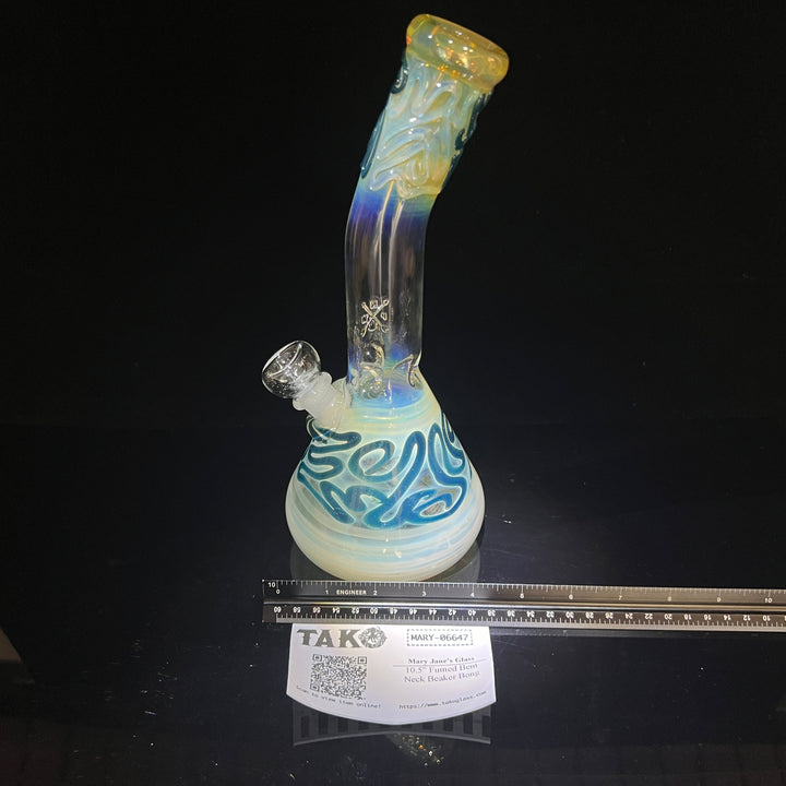 10.5" Fumed Bent Neck Beaker Bong Glass Pipe Mary Jane's Glass   