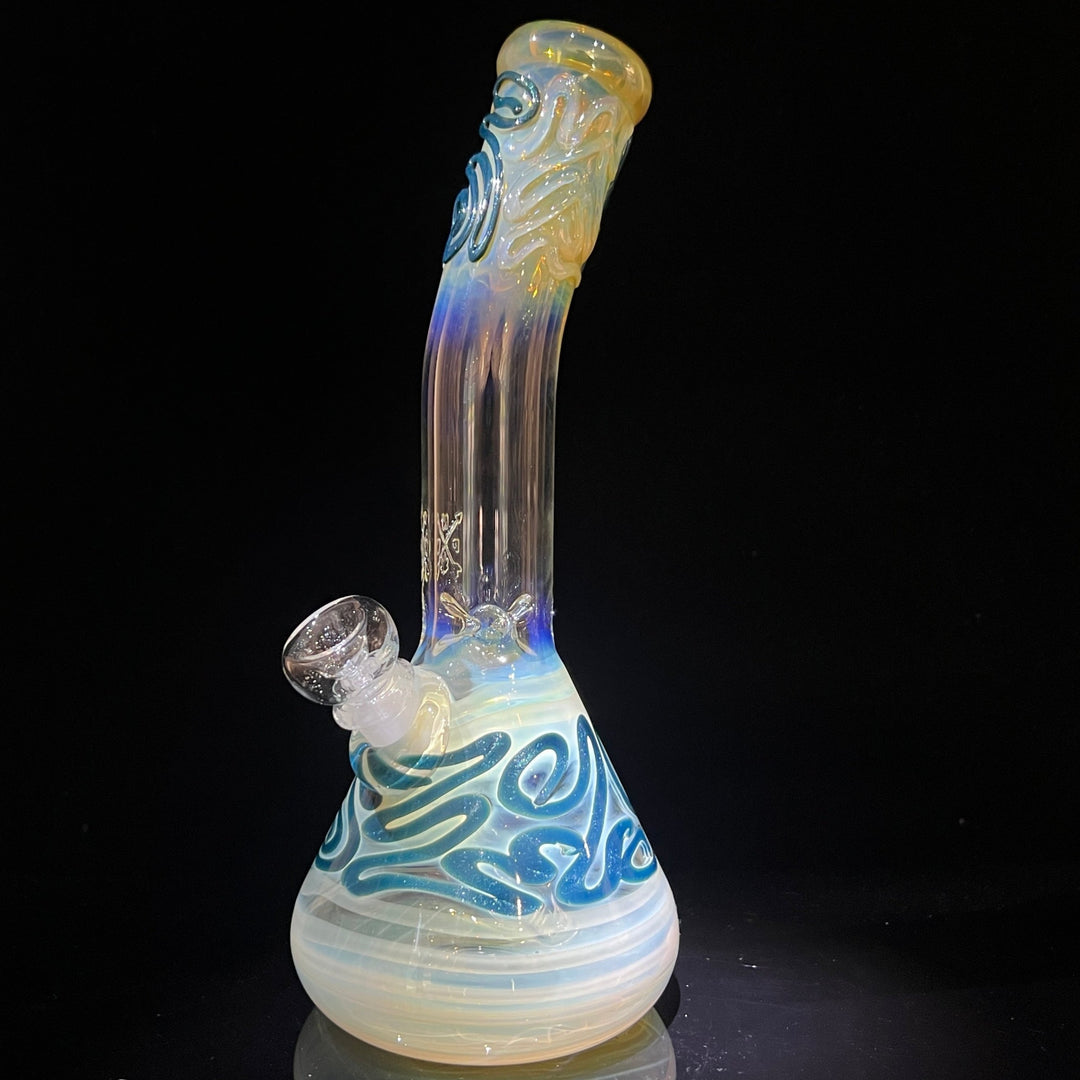 10.5" Fumed Bent Neck Beaker Bong Glass Pipe Mary Jane's Glass   