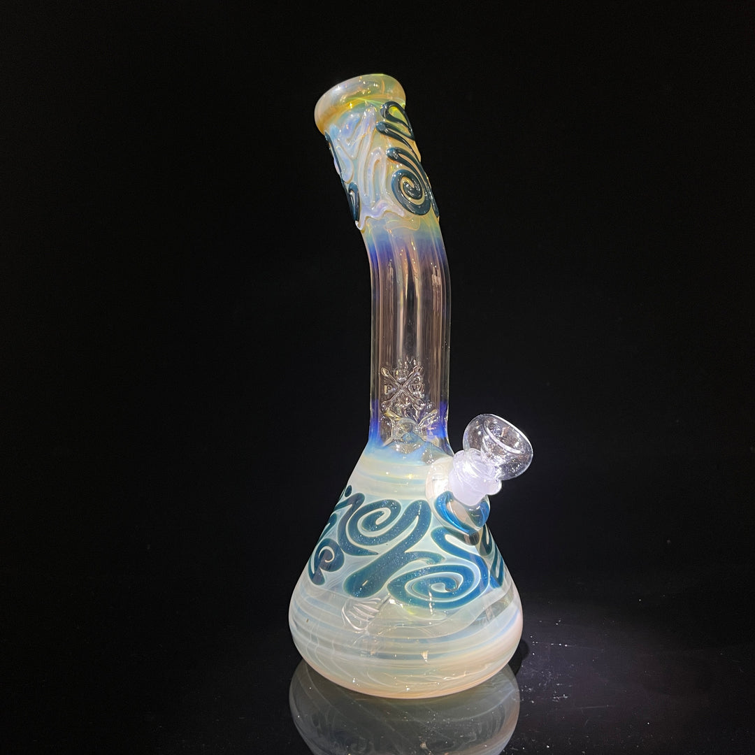 10.5" Fumed Bent Neck Beaker Bong Glass Pipe Mary Jane's Glass   