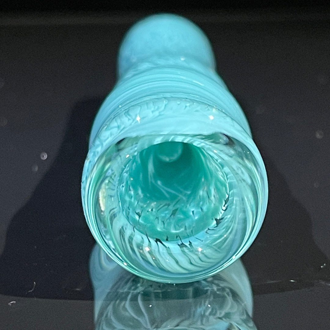 Thick Turquoise Frit Chillum Glass Pipe Chuck Glass