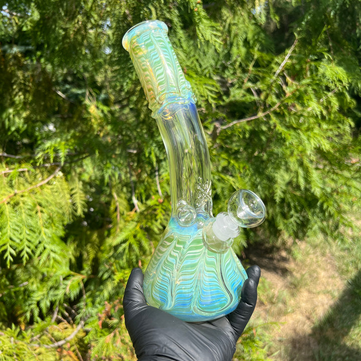 10" Fumed Bent Neck Beaker Bong Glass Pipe Mary Jane's Glass   