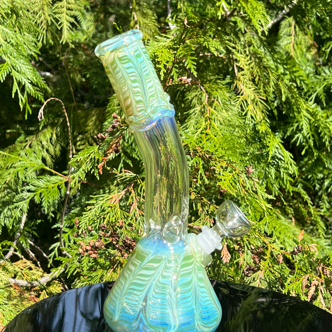 10" Fumed Bent Neck Beaker Bong Glass Pipe Mary Jane's Glass   