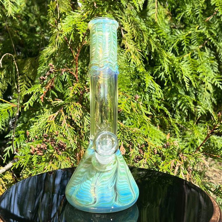 10" Fumed Bent Neck Beaker Bong Glass Pipe Mary Jane's Glass   