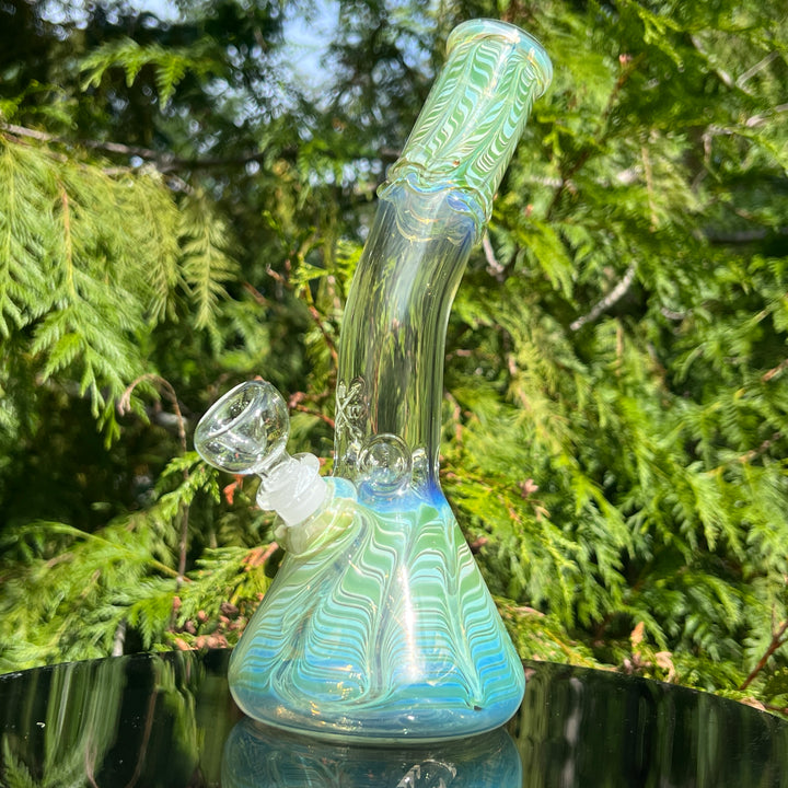 10" Fumed Bent Neck Beaker Bong Glass Pipe Mary Jane's Glass   