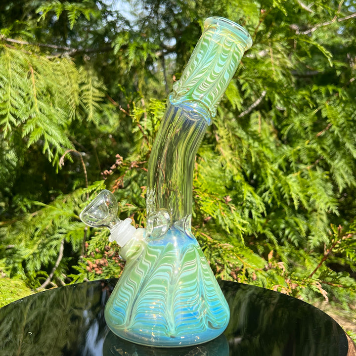 10" Fumed Bent Neck Beaker Bong Glass Pipe Mary Jane's Glass   