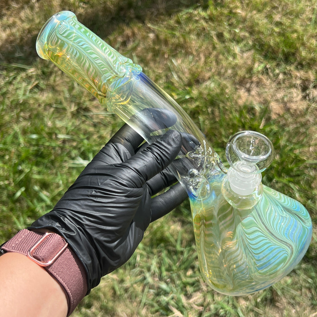 10" Fumed Bent Neck Beaker Bong Glass Pipe Mary Jane's Glass   