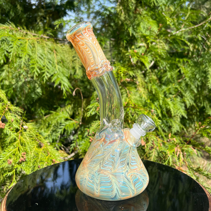 10.5" Fumed Bent Neck Beaker Bong Glass Pipe Mary Jane's Glass   