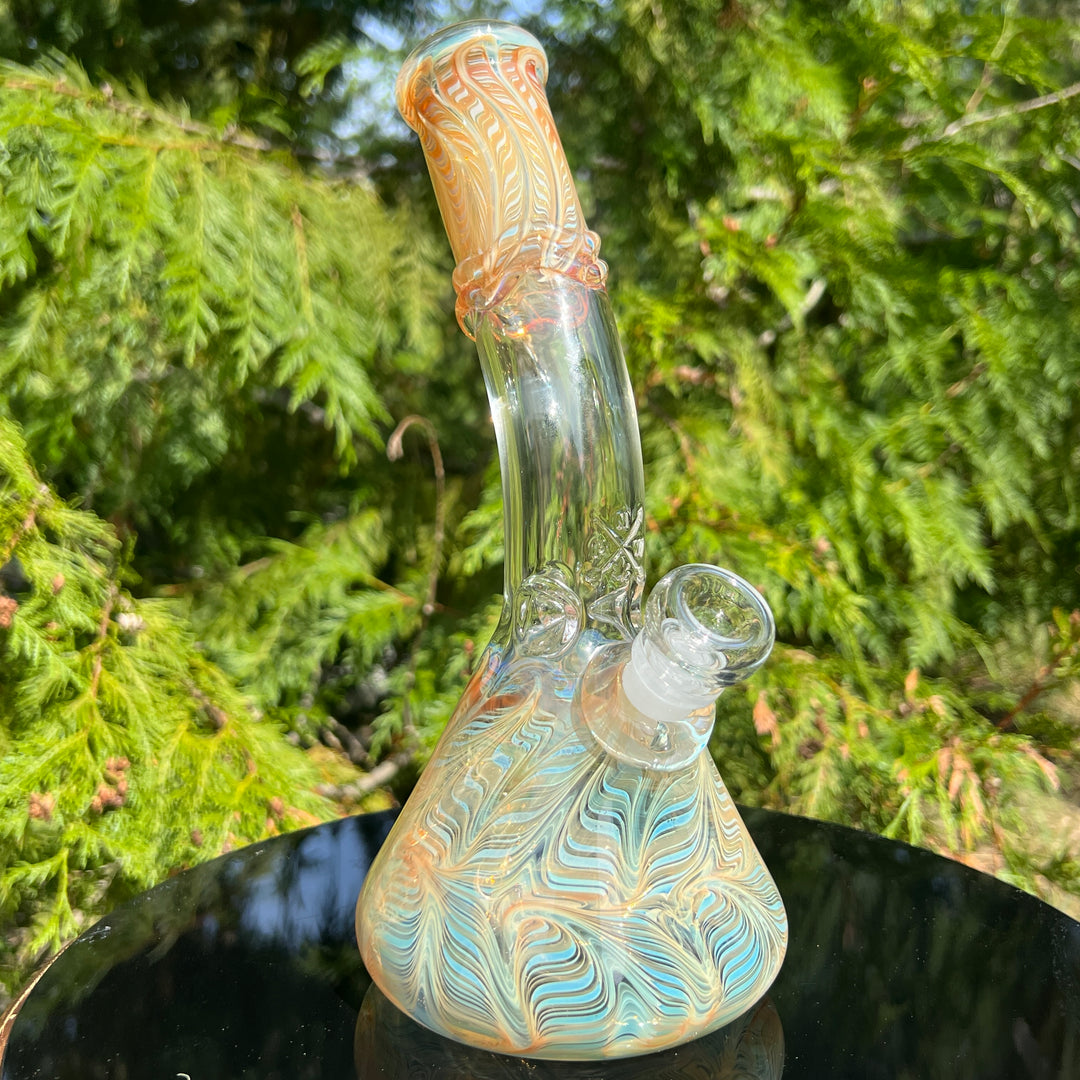 10.5" Fumed Bent Neck Beaker Bong Glass Pipe Mary Jane's Glass   