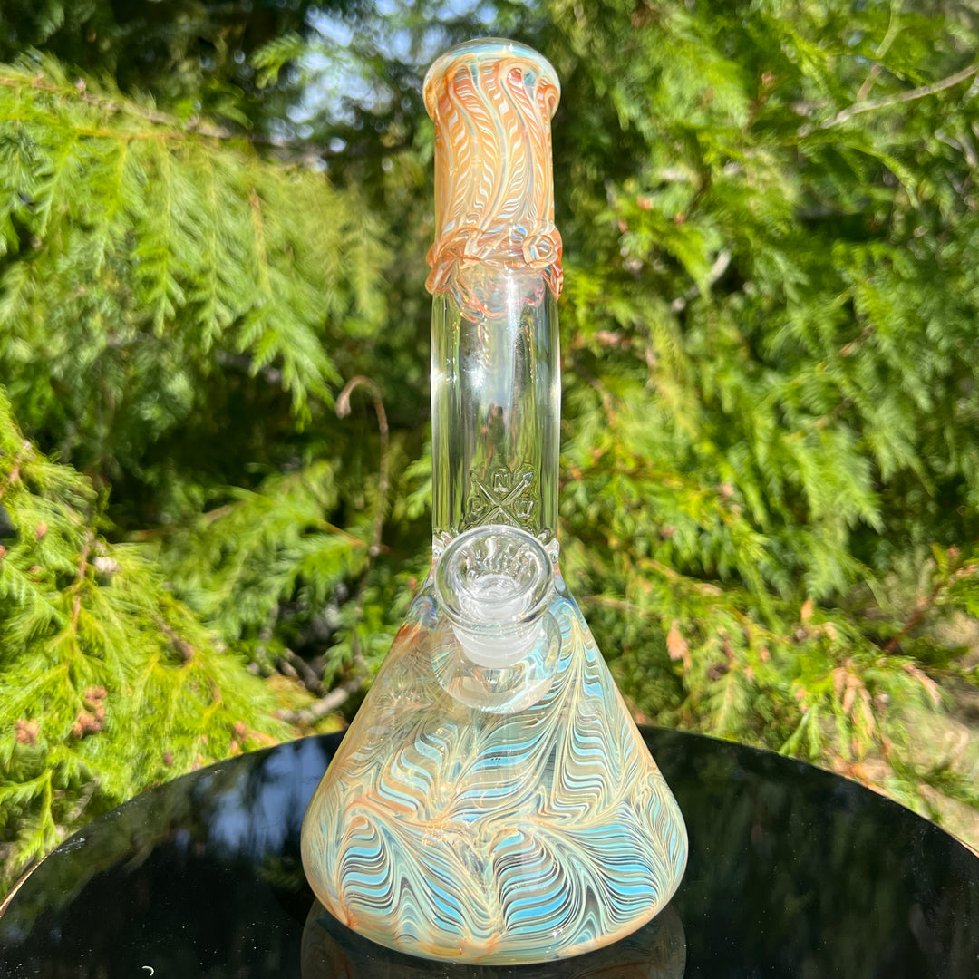 10.5" Fumed Bent Neck Beaker Bong Glass Pipe Mary Jane's Glass   