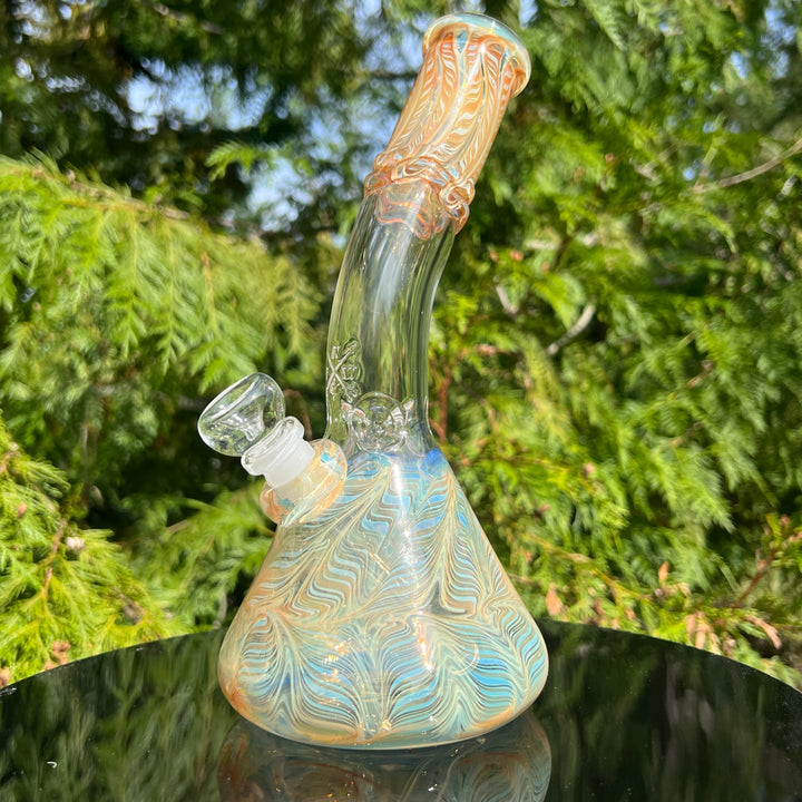 10.5" Fumed Bent Neck Beaker Bong Glass Pipe Mary Jane's Glass   