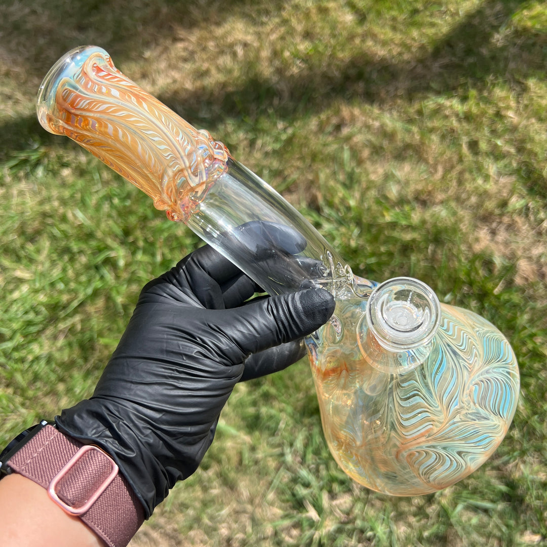 10" Fumed Bent Neck Beaker Bong Glass Pipe Mary Jane's Glass   