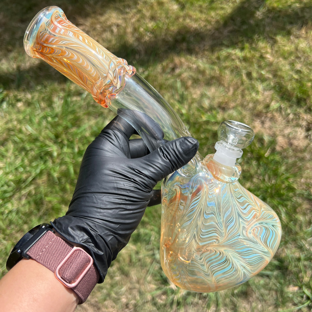 10" Fumed Bent Neck Beaker Bong Glass Pipe Mary Jane's Glass   