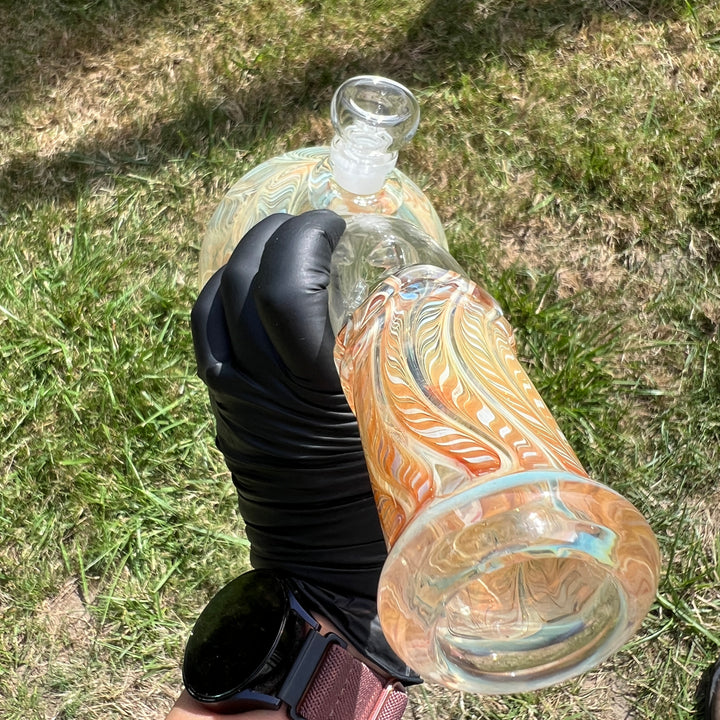 10" Fumed Bent Neck Beaker Bong Glass Pipe Mary Jane's Glass   