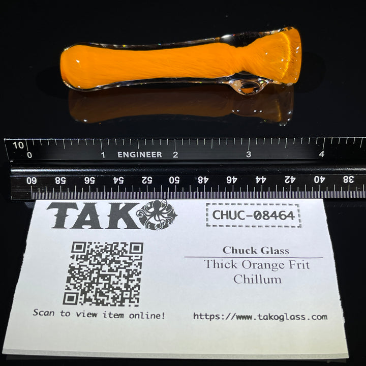 Thick Orange Frit Chillum Glass Pipe Chuck Glass