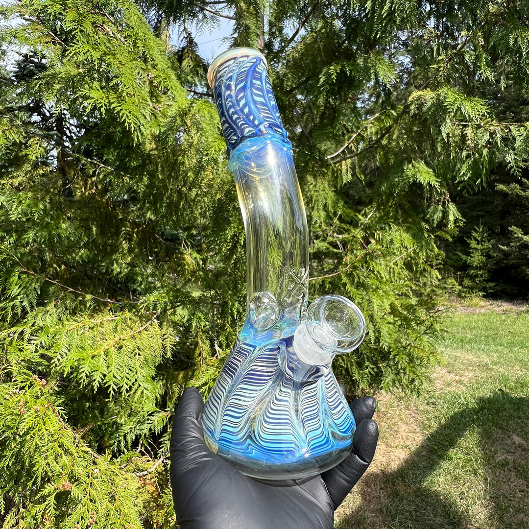 9.5" Fumed Bent Neck Beaker Bong Glass Pipe Mary Jane's Glass   