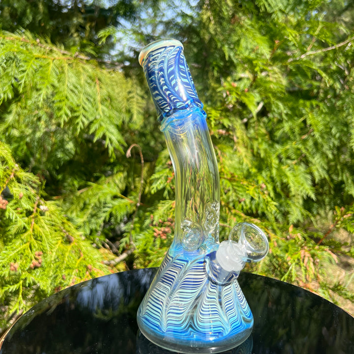 9.5" Fumed Bent Neck Beaker Bong Glass Pipe Mary Jane's Glass   