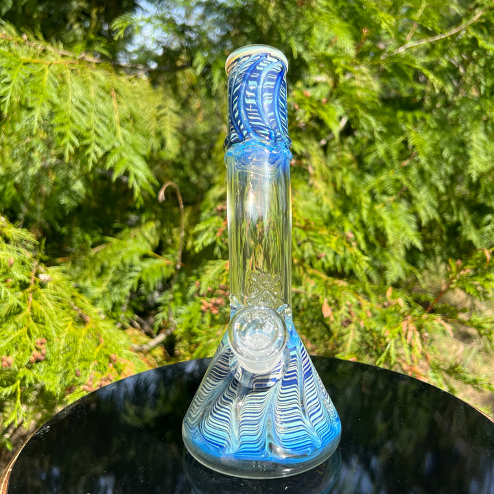 9.5" Fumed Bent Neck Beaker Bong Glass Pipe Mary Jane's Glass   