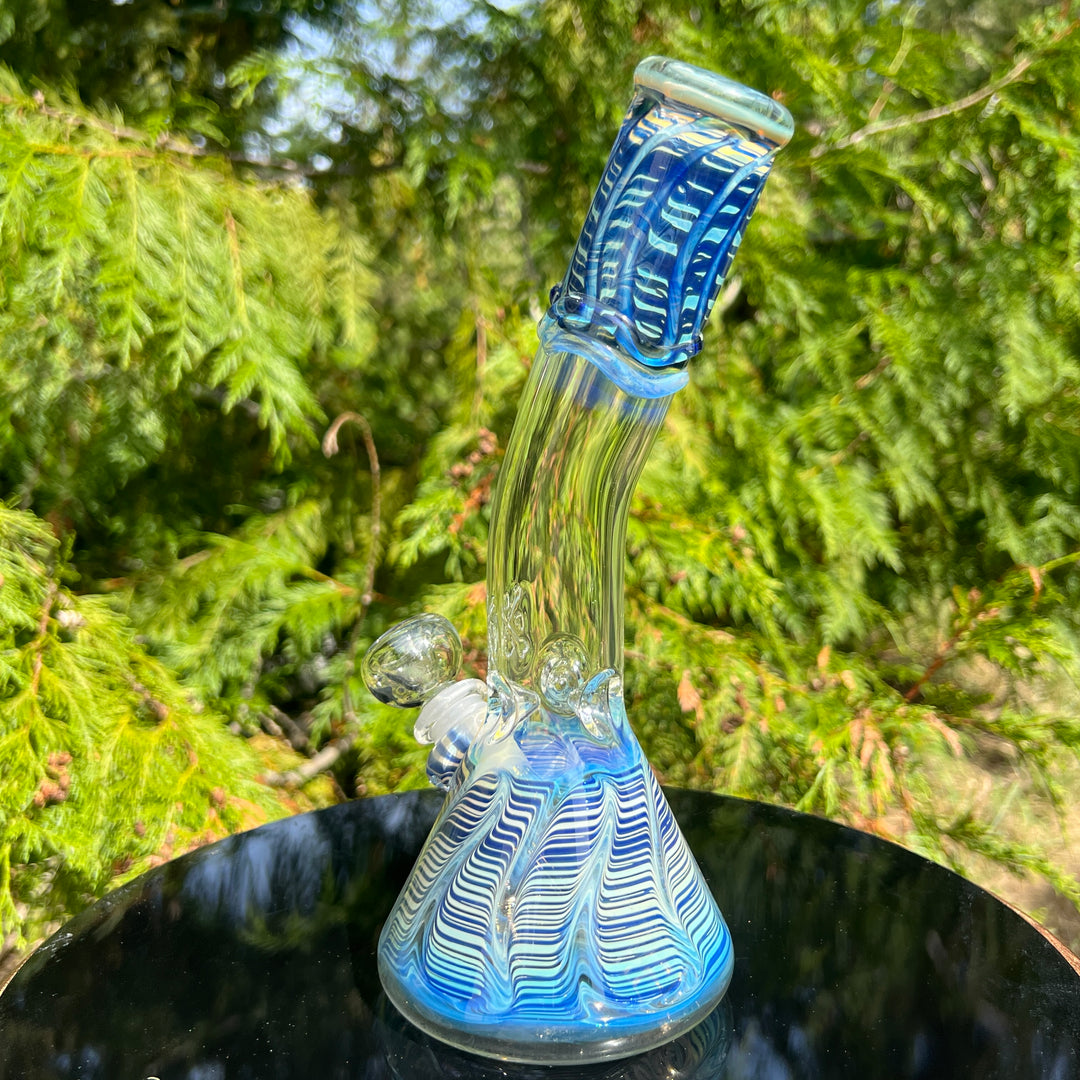 9.5" Fumed Bent Neck Beaker Bong Glass Pipe Mary Jane's Glass   