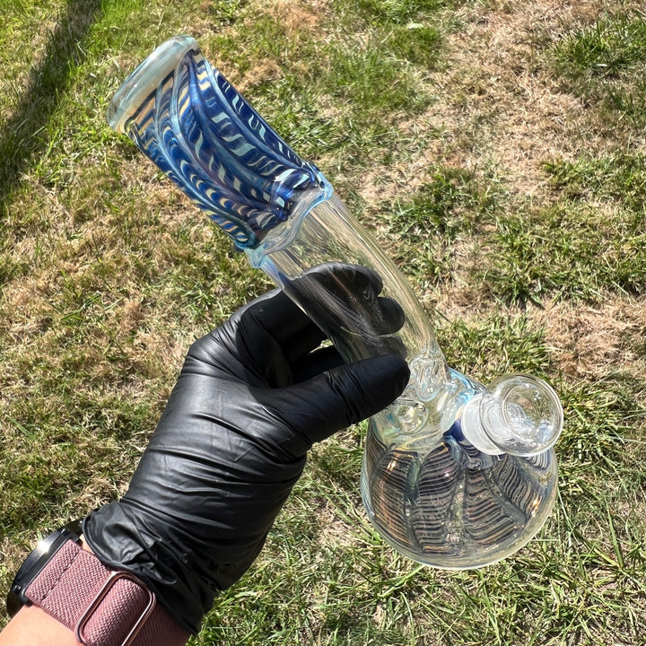 9.5" Fumed Bent Neck Beaker Bong Glass Pipe Mary Jane's Glass   