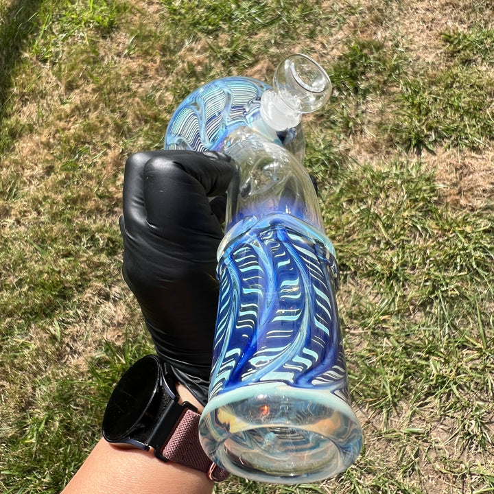 9.5" Fumed Bent Neck Beaker Bong Glass Pipe Mary Jane's Glass   