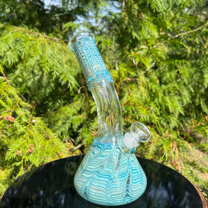 9.5" Fumed Bent Neck Beaker Bong Glass Pipe Mary Jane's Glass   