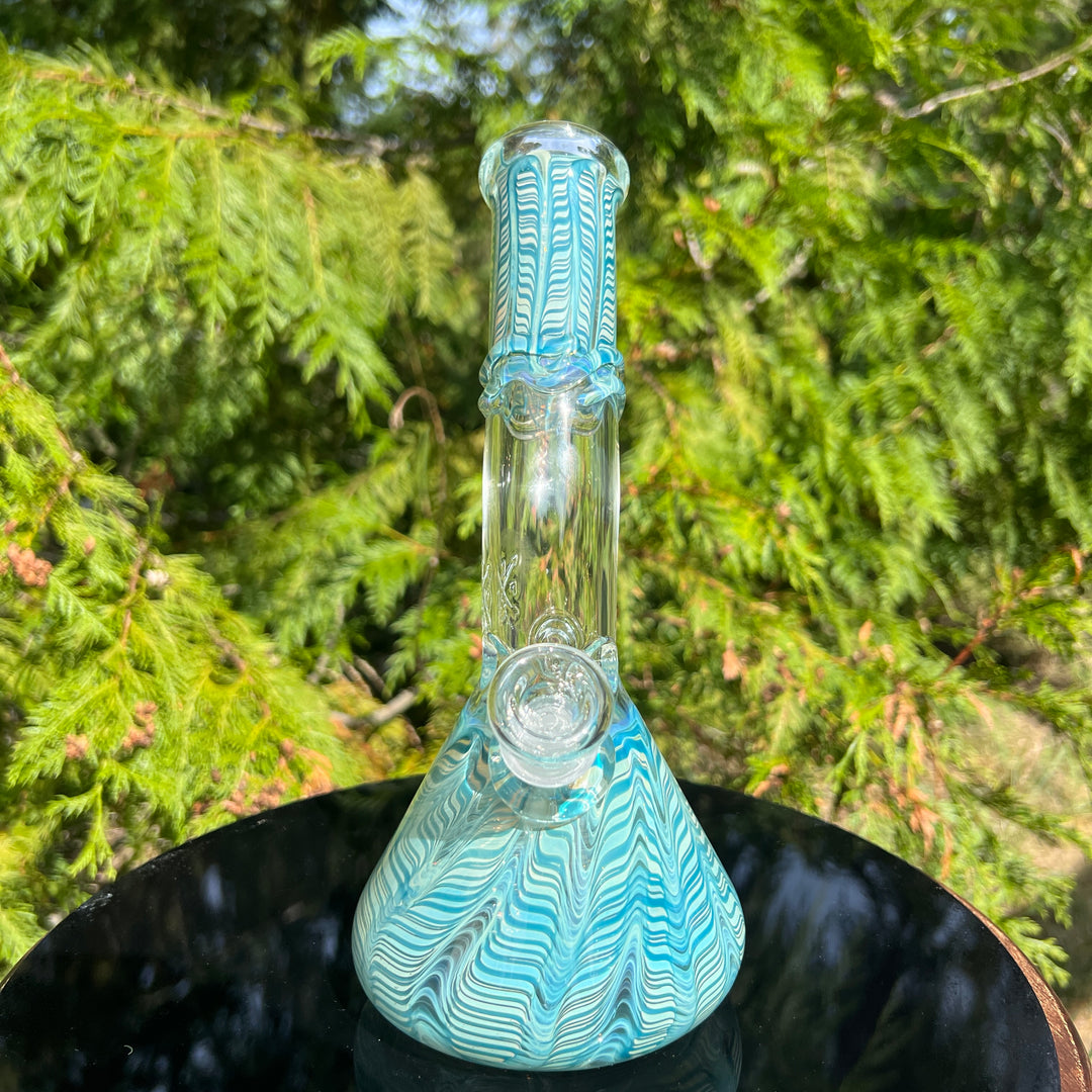 9.5" Fumed Bent Neck Beaker Bong Glass Pipe Mary Jane's Glass   