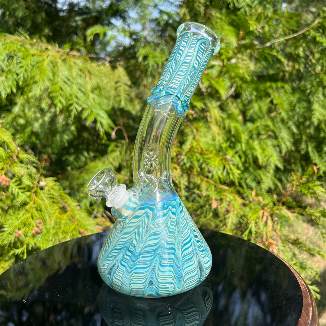 9.5" Fumed Bent Neck Beaker Bong Glass Pipe Mary Jane's Glass   