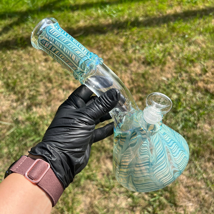 9.5" Fumed Bent Neck Beaker Bong Glass Pipe Mary Jane's Glass   