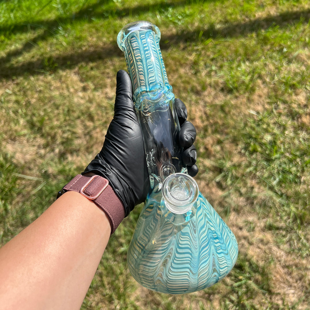 9.5" Fumed Bent Neck Beaker Bong Glass Pipe Mary Jane's Glass   