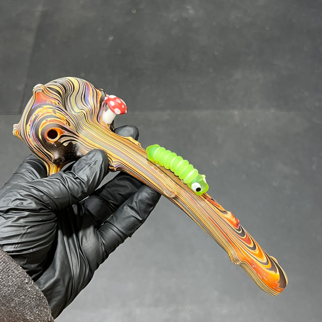 Wood Grain Caterpillar Gandalf Pipe Glass Pipe Wazoo Glass