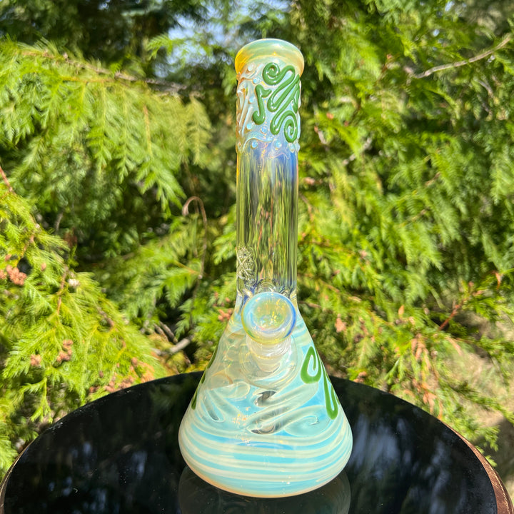 10" Fumed Bent Neck Beaker Bong Glass Pipe Mary Jane's Glass   