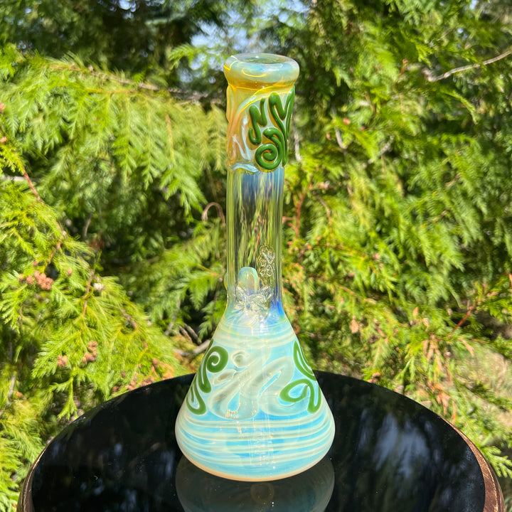 10" Fumed Bent Neck Beaker Bong Glass Pipe Mary Jane's Glass   