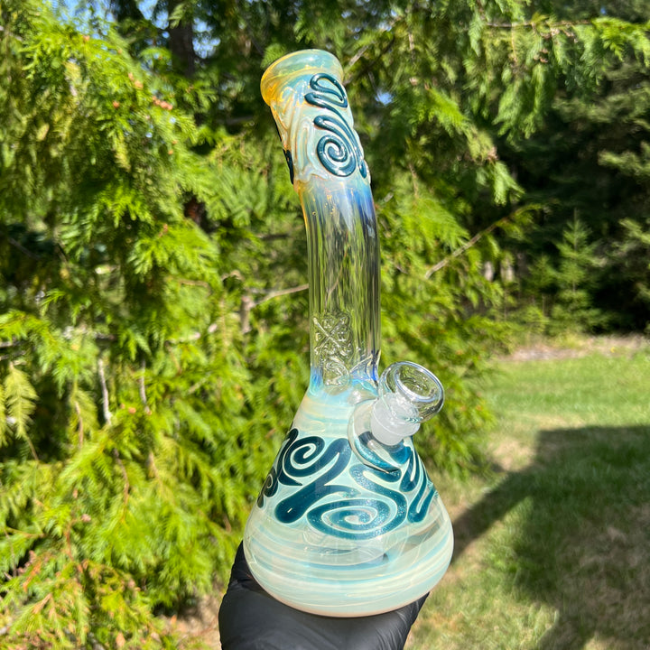 10.5" Fumed Bent Neck Beaker Bong Glass Pipe Mary Jane's Glass   