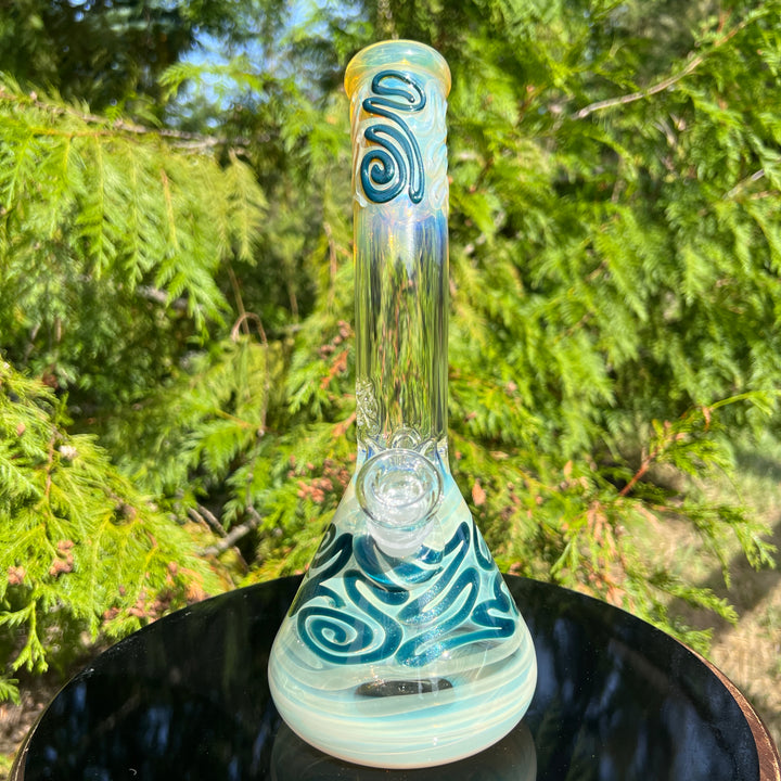 10.5" Fumed Bent Neck Beaker Bong Glass Pipe Mary Jane's Glass   