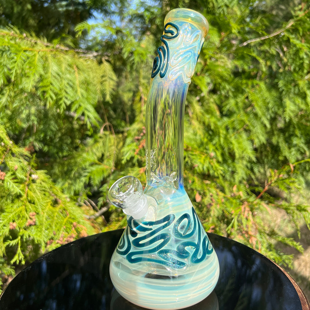 10.5" Fumed Bent Neck Beaker Bong Glass Pipe Mary Jane's Glass   