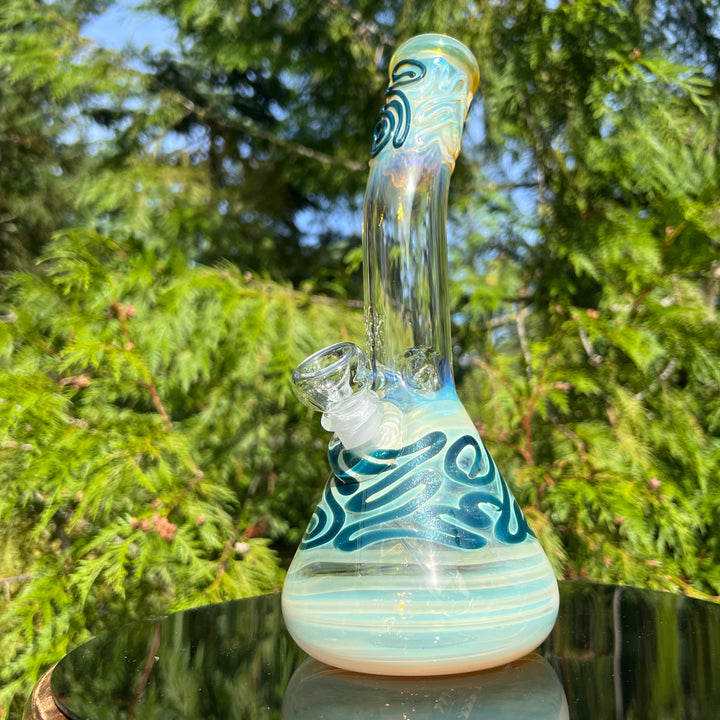 10.5" Fumed Bent Neck Beaker Bong Glass Pipe Mary Jane's Glass   