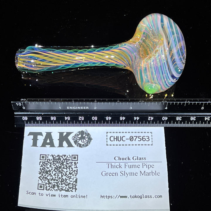 Thick Fume Pipe Green Slyme Marble Glass Pipe Chuck Glass