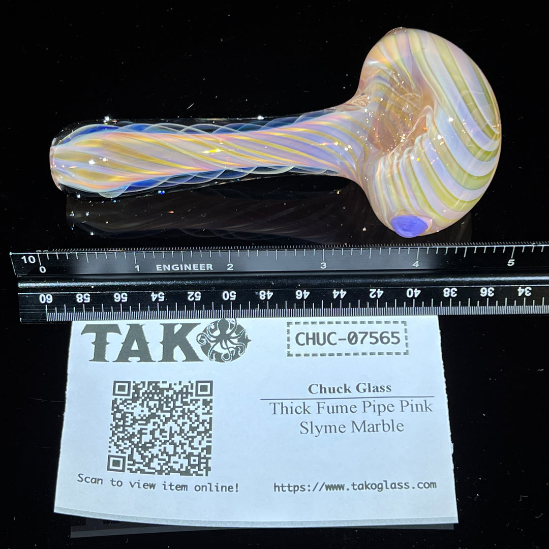 Thick Fume Pipe Pink Slyme Marble Glass Pipe Chuck Glass