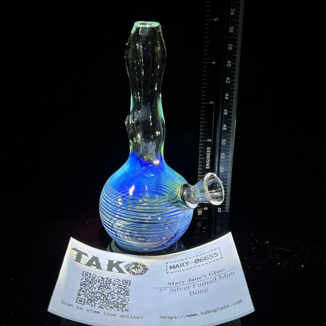 5" Silver Fumed Mini Bong Glass Pipe Mary Jane's Glass   