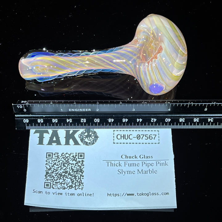 Thick Fume Pipe Pink Slyme Marble Glass Pipe Chuck Glass