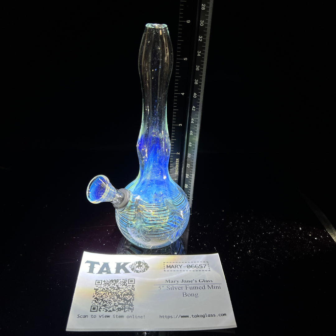 5" Silver Fumed Mini Bong Glass Pipe Mary Jane's Glass   