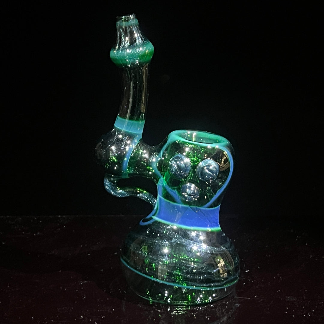 Exp Green Marble Bubbler Glass Pipe Sable Haze