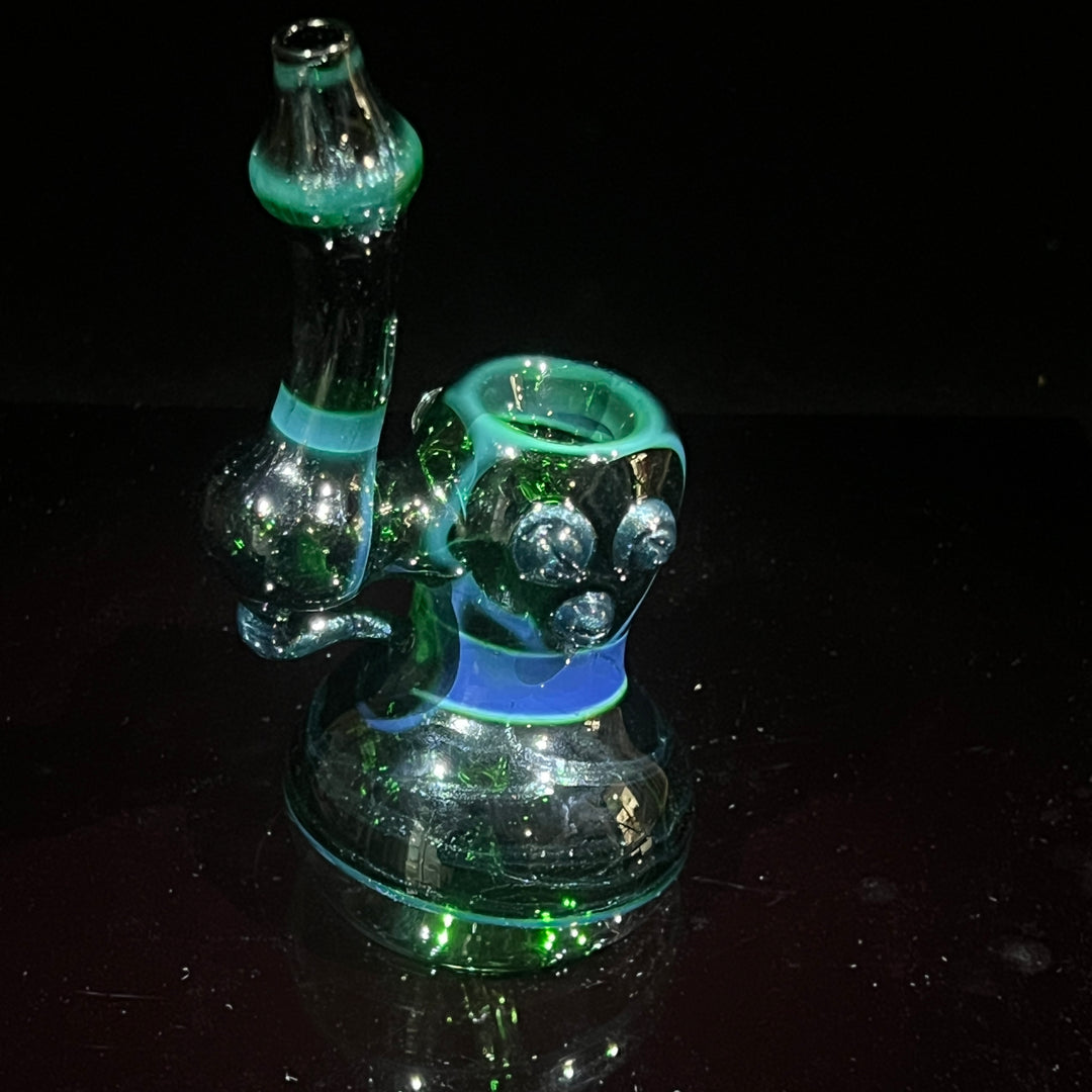 Exp Green Marble Bubbler Glass Pipe Sable Haze